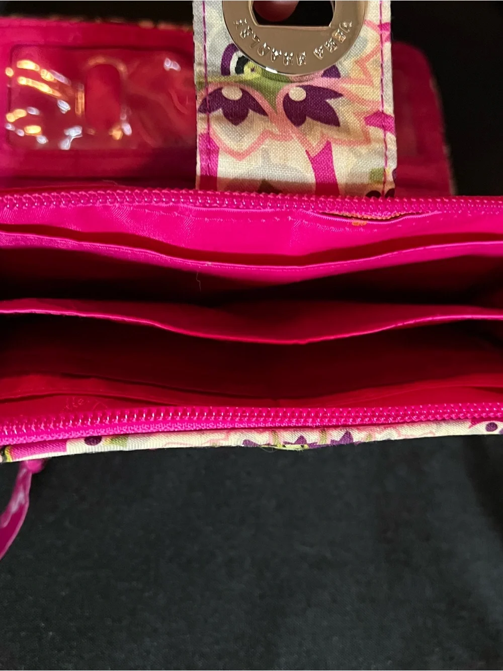 Vera Bradley Pink Purple Paisley Quilted Turn-Lock Wristlet